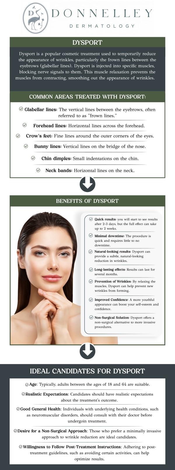 Dysport injections effectively reduce forehead lines and crow’s feet, giving you a smoother, more youthful appearance. By relaxing the muscles responsible for these dynamic wrinkles, Dysport helps achieve natural-looking results without the need for invasive procedures. Dr. Naomi S. Donnelley, M.D., FAAD, a board-certified dermatologist, specializes in Dysport treatments, offering customized care tailored to your unique skin needs. Trust Dr. Donnelley to restore your confidence with safe, effective wrinkle-reducing treatments. For more information, contact us or schedule an appointment online. We are conveniently located at 1075 Park Ave , #1C, New York, NY, 10128. Dysport injections effectively reduce forehead lines and crow’s feet, giving you a smoother, more youthful appearance. By relaxing the muscles responsible for these dynamic wrinkles, Dysport helps achieve natural-looking results without the need for invasive procedures. Dr. Naomi S. Donnelley, M.D., FAAD, a board-certified dermatologist, specializes in Dysport treatments, offering customized care tailored to your unique skin needs. Trust Dr. Donnelley to restore your confidence with safe, effective wrinkle-reducing treatments. For more information, contact us or schedule an appointment online. We are conveniently located at 1075 Park Ave , #1C, New York, NY, 10128.