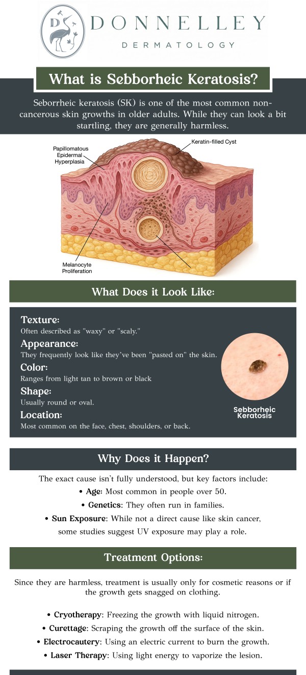 Common questions asked by patients: What are Seborrheic Keratoses? What causes Seborrheic Keratoses? How are Seborrheic Keratoses treated? Do Seborrheic Keratoses come back after treatment? Are Seborrheic Keratoses common in certain age groups? Seborrheic Keratoses are non-cancerous, raised growths that typically appear on the skin as tan, brown, or black lesions. They are most common in older adults and can develop on the face, chest, back, or shoulders. While these growths are harmless, they can be removed for cosmetic reasons or if they cause discomfort. Dr. Naomi S. Donnelley, a board-certified dermatologist at Donnelley Dermatology, PLLC in New York, NY, offers effective care for managing Seborrheic Keratoses. For more information, contact us or schedule an appointment online. We are conveniently located at 1075 Park Ave , #1C, New York, NY, 10128. Common questions asked by patients: What are Seborrheic Keratoses? What causes Seborrheic Keratoses? How are Seborrheic Keratoses treated? Do Seborrheic Keratoses come back after treatment? Are Seborrheic Keratoses common in certain age groups? Seborrheic Keratoses are non-cancerous, raised growths that typically appear on the skin as tan, brown, or black lesions. They are most common in older adults and can develop on the face, chest, back, or shoulders. While these growths are harmless, they can be removed for cosmetic reasons or if they cause discomfort. Dr. Naomi S. Donnelley, a board-certified dermatologist at Donnelley Dermatology, PLLC in New York, NY, offers effective care for managing Seborrheic Keratoses. For more information, contact us or schedule an appointment online. We are conveniently located at 1075 Park Ave , #1C, New York, NY, 10128.
